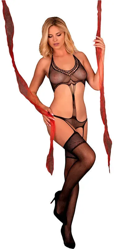 LIVCO CORSETTI FASHION  Mehlenn LC 17348 Bodystocking Schwarz One Size