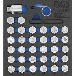 BGS 9469 Satz Werkzeug für Felgenschlösser für Mercedes Benz 35 teilig Werkstattwageneinlage 1/6