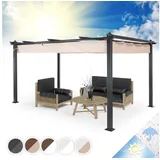 Blumfeldt Pantheon Pergola Vordach 3x4m Aluminium Sonnendach Polyester Beige