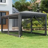 HOMIUSE Partyzelt mit 6 Mesh-Seitenwänden Pavillon Grillpavillon Faltpavillon Verkaufsstand Gartenpavillon Gartenlaube Party Zelt Groß Bierzelt Faltzelt Grill Pavillions Anthrazit 3x6 m HDPE