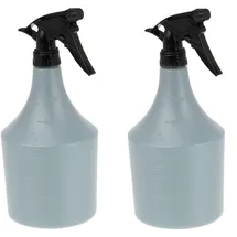 Relaxdays Sprühflasche 1 Liter, Düse Nebel & Strahl, Skala, nachfüllbar, Kunststoff, Zerstäuber, grau/schwarz