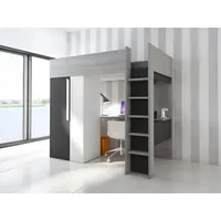 vente-unique Vente-unique-Hochbett mit Schreibtisch - 90 x 200 cm - Weiß - nicolas ii