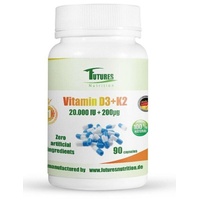 Vitamin D3 20000 I.E + Vitamin K2 MK7 200 mcg 90 kapseln D3 20,000iu Germany