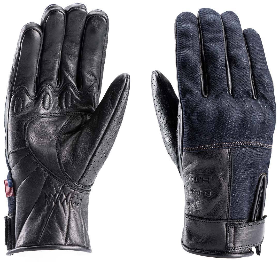 Blauer Combo Denim Motorradhandschuhe, schwarz, Größe L