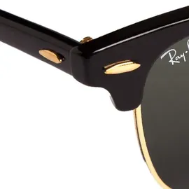 Ray Ban Clubmaster RB3016 W0365 51-21 polished black on gold/green