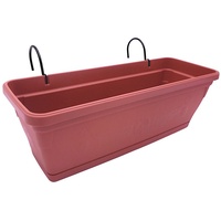 Stefanplast Balkonkasten terrakotta 50cm mit Halterung Blumenkasten Pflanzkasten Pflanztopf