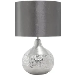 Tischlampe silber 43 cm Trommelform YAKIMA