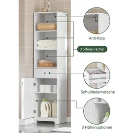 SoBuy Hochschrank mit 3 offenen Fächern, 1 Schublade und 1 Tür