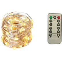Fachhandel Plus Micro LED Lichterkette 100 LED Timer Dimmer Fernbedienung 8 Funktionen Indoor Outdoor