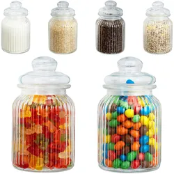 Relaxdays Relaxdays Vorratsgläser 6er Set, 1000 ml, Deckel, für Lebensmittel in Küche, Hochzeit Candy Bar Zubehör, luftdicht, klar