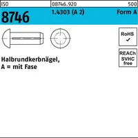 Industrial Quality Supplies ISO 8746 Halbrundkerbnägel, mit Fase 1.4303
