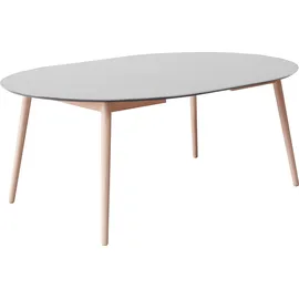 Hammel Furniture "Meza Designtisch mit Auszugsfunktion und 2 Einlegeplatten", weiß (weiß, naturfarben), B:135cm H:73,5cm T:135cm, Tischplatte: Weiß laminat (MDF-Kante natur), Gestell: Gestell: Weiß pigmentierte Eiche matt Lack (Massivholz);Mit