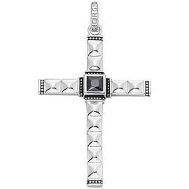 GIORGIO MARTELLO MILANO Anhänger Kreuz, Pyramiden- + Kugeloptik, Zirkonia schwarz, Silber 925 Charms & Kettenanhänger Silber Herren