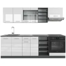 Vicco Küchenzeile R-Line 240 cm Anthrazit Weiß Hochglanz