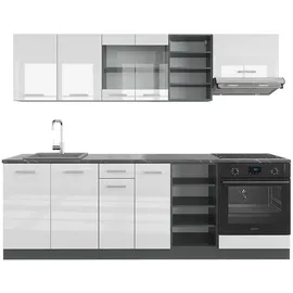 Vicco Küchenzeile R-Line 240 cm Anthrazit Weiß Hochglanz