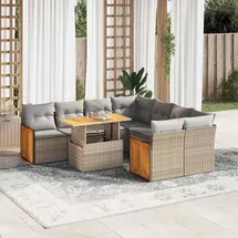 vidaXL Garten-Sofagarnitur 9-tlg. Loungeset beige