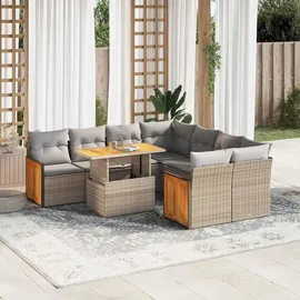 vidaXL Garten-Sofagarnitur 9-tlg. Loungeset beige