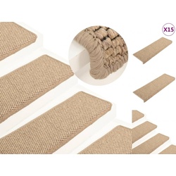 Teppich Treppenmatten Selbstklebend Sisal-Optik 15 Stk 65×25 cm Sand Treppen S, vidaXL, Höhe: 25 mm beige