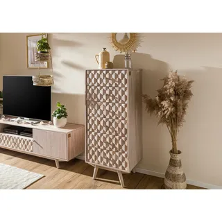 Sideboard Echtholz Moasik Muster Kommode Akazie massiv Retro Look