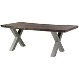 MASSIVMOEBEL24.DE Baumtisch Akazie 220 x 77 x 100 cm grau lackiert