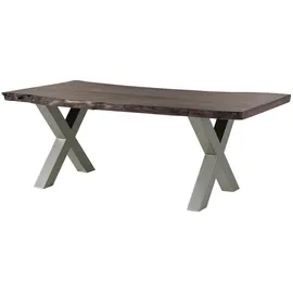 MASSIVMOEBEL24.DE Baumtisch Akazie 220 x 77 x 100 cm grau lackiert