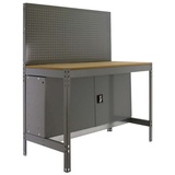 PROREGAL® Werkbank Werkbank Buffalo mit Werkzeugwand und Schrank, (2 verschiedene Größen (HxBxT 144,5 x 90/120 x 61 cm), Traglast 600kg, Verschiedene Farben) 120 cm x 144,5 cm x 61 cm