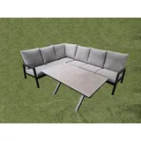 TEICO Lounge-Set Garten Sitzgruppe Alu inkl. Tisch wetterfest anthrazit - Grau