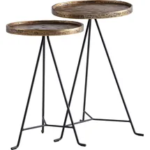 FineBuy Wohnzimmertisch 2er Set Metall Satztisch Tisch Rund Gold