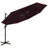 furnicato Sonnenschirm mit Aluminium-Mast 4-lagig Bordeauxrot 3x3 m rot