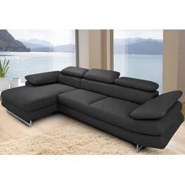 Cotta Ecksofa COTTA "Solution L-Form", schwarz, B:286cm H:73cm T:167cm, Sofas, Ecksofa, mit Arm- & Kopfteilverstellung, wahlweise mit Bettfunktion