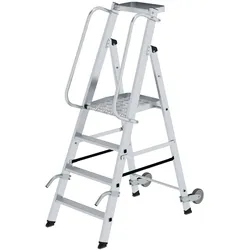 MUNK Aluminium-Stehleiter mit Rollen und Griff 4 Stufen