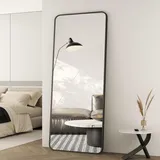 Boromal Ganzkörperspiegel Standspiegel Schwarz Metallrahmen Wandspiegel Rechteckig (180x80cm)