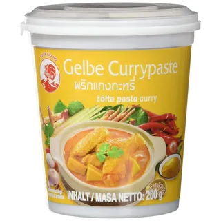 Cock Currypaste, gelb, milde Schärfe, authentisch thailändisch kochen, natürliche Zutaten, vegan, halal und glutenfrei (1 x 200 g)