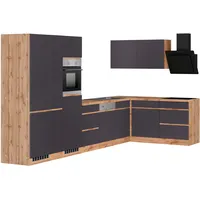 kochstation Winkelküche L-Form KS-Riesa 390 cm braun