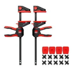 BESSEY Aktionsset 2 x Einhandzwinge mit drehbarem Griff EZ360-45 + Montageset für Terrassendielen EZ-TD