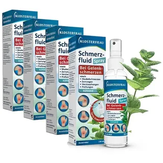 Klosterfrau Schmerzfluid | kühlende Spray-Anwendung | Bei Gelenk- und Muskelschmerzen | 3-fach Wirkung | 4 x 150 ml