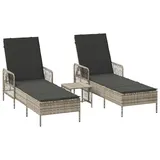 vidaXL - Sonnenliege 2-person 2 Pcs Hellgrau 35 X 35 X 32cm Poly-rattan