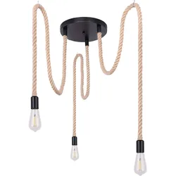 Hanfseil Decken Hänge Leuchte dimmbar FERNBEDIENUNG Pendel Lampe im Set inkl. RGB LED Leuchtmittel