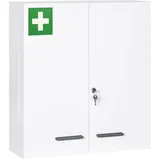 kleankin Medizinschrank, Weiß, Metall, 18x60x55 cm Badezimmer, Badezimmerschränke, Medizinschränke