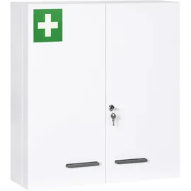 kleankin Medizinschrank, Weiß, Metall, 18x60x55 cm Badezimmer, Badezimmerschränke, Medizinschränke