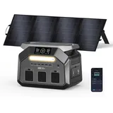 IEE P1800 Tragbare Powerstation mit 200W Solarpanel, 1024Wh LiFePO4 Batterie Backup mit 3x1800W AC Ausgängen, APP, Schnellladung von 0-80% in 45 Mins Solar Generator, Notstromaggregat für Camping