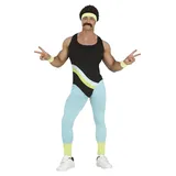 FIESTAS GUIRCA | 80er Jahre Gymnast Kostüm für Herren (52-54/L) - Sportanzug - 80er Jahre, Sport und Kostümparty Verkleidungen - Ideal für Erwachsene an Halloween und Karneval - Blau Bunt - L