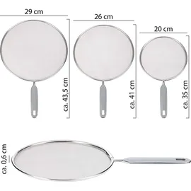 Onvaya ONVAYA® Pfannenspritzschutz | 3-TLG. Set | ∅ 20-29 cm | rostfreier Edelstahl | Spritzschutz Pfannen | Fettspritzschutz