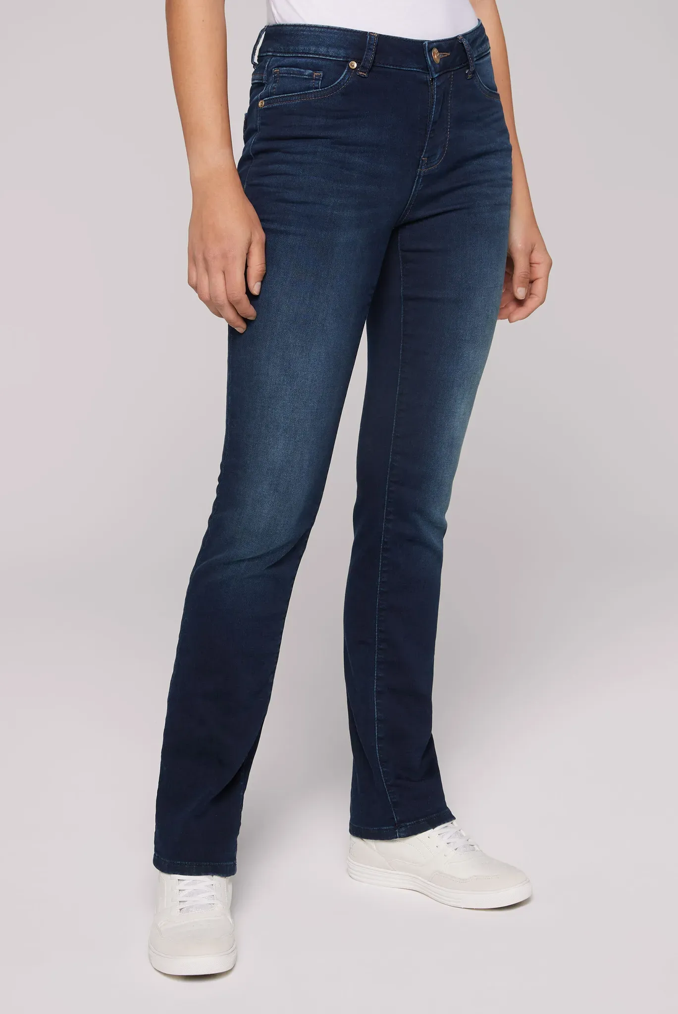 Regular-fit-Jeans SOCCX Gr. 34, Länge 34, blau (dark indigo jogg) Damen Jeans