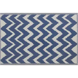 Outdoor Teppich marineblau 120 x 180 cm ZickZack-Muster Kurzflor SIRSA