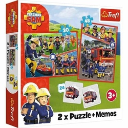 Puzzle 2in1+Memo Feuerwehrmann Sam, 30+48 Teile, 2x12 Memokarten