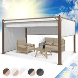 Blumfeldt Pavillon 3x4m, Rostfreier Metall-Pavillon mit Einziehbarem Dach & Seitenwänden, Pavillon Wasserdicht, Stabil & Winterfest, Langlebige Pergola Freistehend, Gartenpavillon mit UV-Schutz