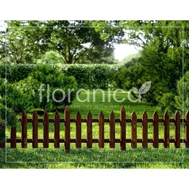 Pemicont Floranica Steckzaun Gartenzaun Kiefer 1 stk 20 x 100 cm Braun Metallstäben Begrenzungszaun Dekorative Beeteinfassung Beetumrandung - Braun