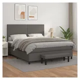 vidaXL Boxspringbett mit Matratze Grau 180x200 cm Kunstleder