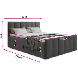 Sofnet Boxbett, Grau, Textil, H3, Rechteckig, 180x200 cm, Schlafzimmer, Betten, Boxspringbetten